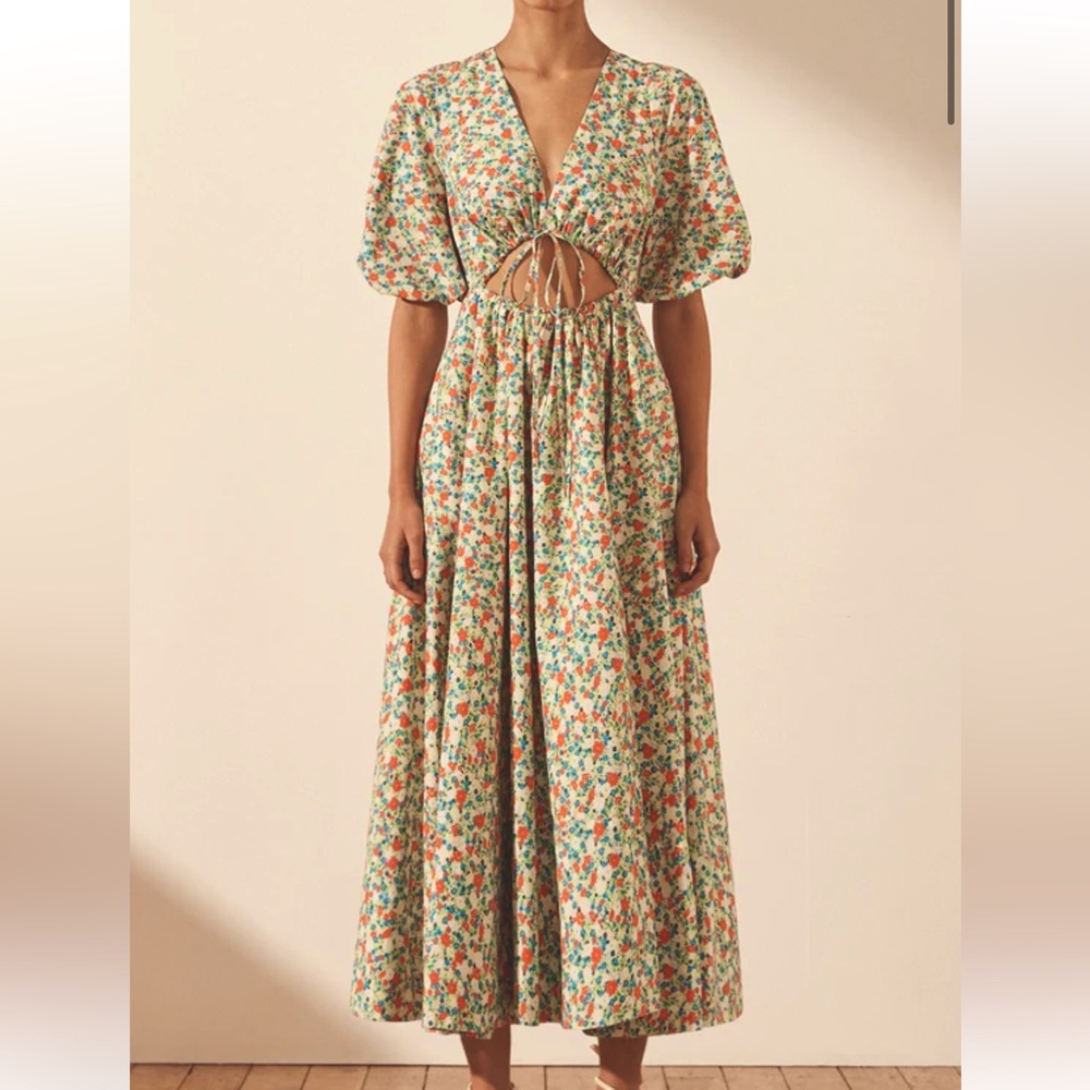 Shona Joy cut out floral midi dress